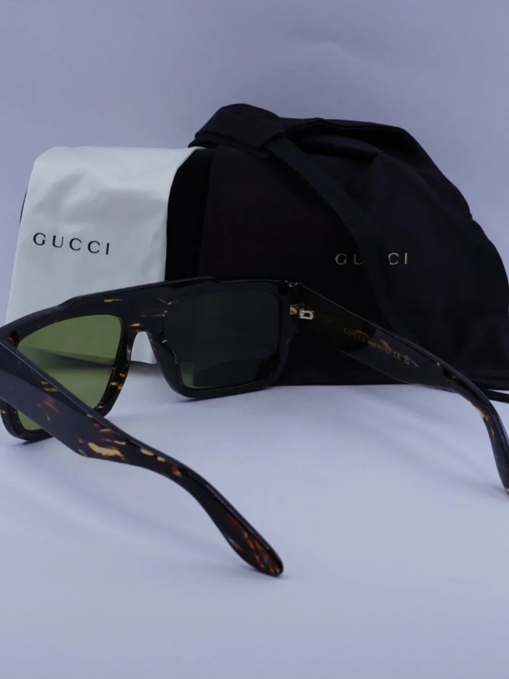 Gucci GG1460S 002 Square Sunglasses - Striped Brown Havana\ Green